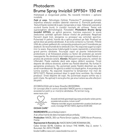 Spray invizibil cu SPF50+ Photoderm Brume, 150 ml, Bioderma 735826
