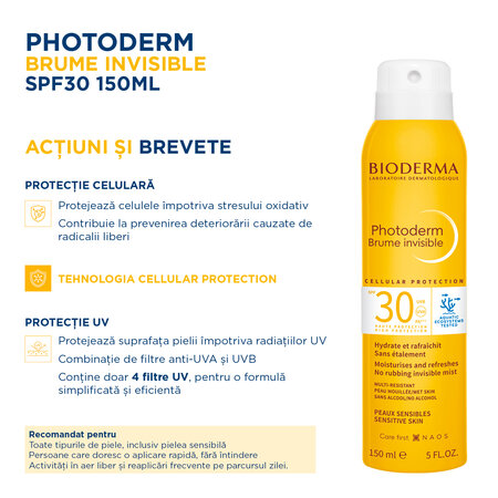 Spray invizibil Photoderm Brume, SPF30, 150 ml, Bioderma 735786