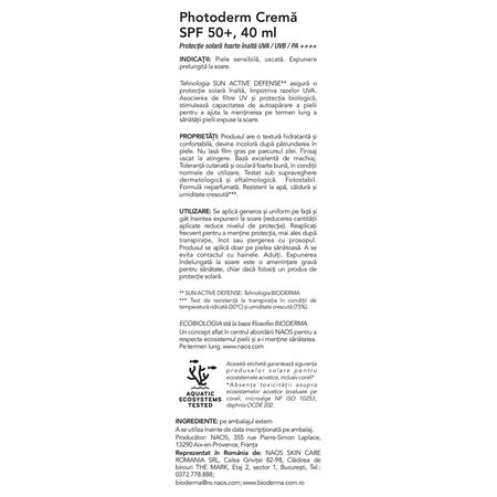 Crema cu SPF50+ Photoderm, 40 ml, Bioderma 735956