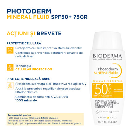 Fluid mineral cu SPF50+ Photoderm, 75 g, Bioderma 736644