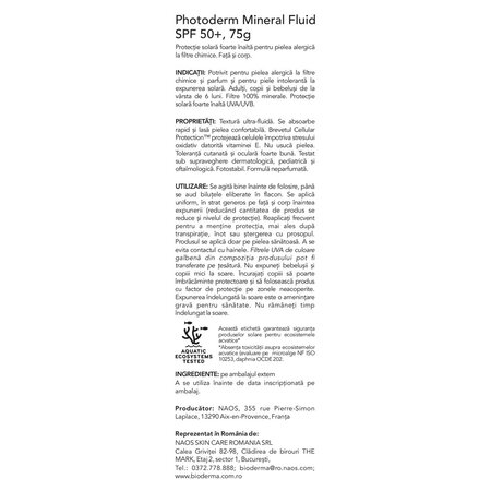 Fluid mineral cu SPF50+ Photoderm, 75 g, Bioderma 736650