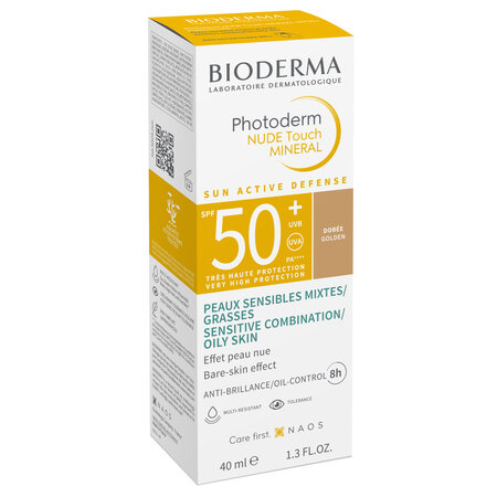 Fluid cu SPF50+ Nude Touch Mineral Auriu Photoderm, 40 ml, Bioderma 736716