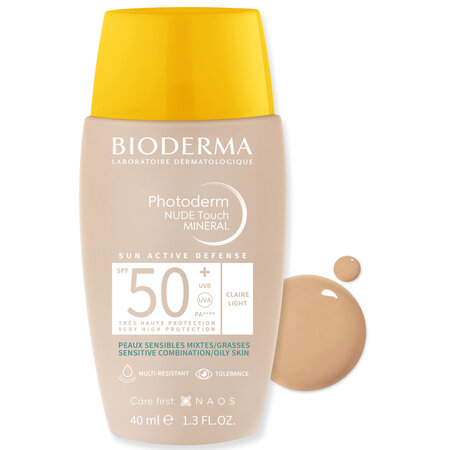 Fluid cu protectie solara SPF 50+ Mineral deschis Photoderm Nude Touch, 40 ml, Bioderma 736658