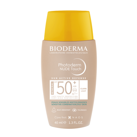 Fluid cu protectie solara SPF 50+ Mineral deschis Photoderm Nude Touch, 40 ml, Bioderma