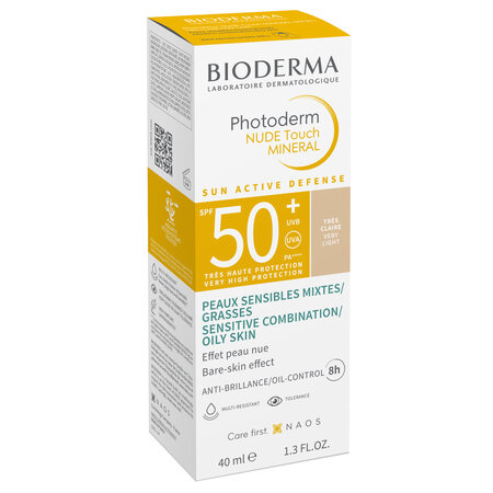 Fluid foarte deschis cu SPF 50+ Nude Touch Mineral Photoderm, 40 ml, Bioderma 736677