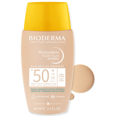 Fluid foarte deschis cu SPF 50+ Nude Touch Mineral Photoderm, 40 ml, Bioderma 736676