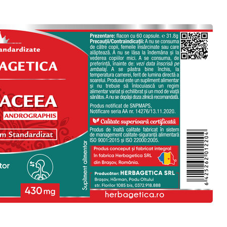 Echinaceea Indiana, 60 capsule, Herbagetica 688710