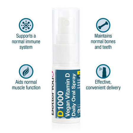 Spray oral vegan cu vitamina D, 1000UI, 15ml, BetterYou 528830