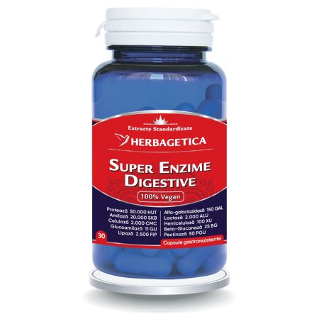 Super Enzime Digestive, 30 capsule, Herbagetica