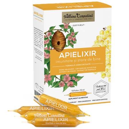 Apielixir imunitate si stare de bine, 10 fiole x 10 ml, Albina Carpatina