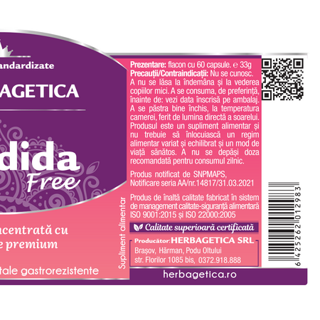 Candida Free, 60 capsule vegetale gastrorezistente, Herbagetica 601122