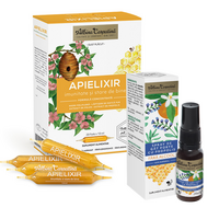 Pachet Apielixir imunitate si stare de bine, 20 fiole x 10 ml + Spray de gat forte cu propolis, 20 ml, Albina Carpatina, Albina Carpatina