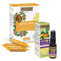 Pachet Apielixir imunitate si stare de bine, 20 fiole x 10 ml + Spray de gat cu propolis ApiJunior, 20 ml, Albina Carpatina
