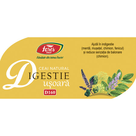Ceai Bio Digestie Usoara D160, 20 plicuri, Fares 604367