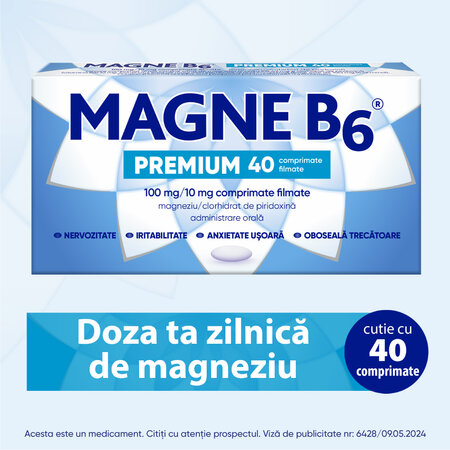 Magne B6 Premium, 100 mg/10 mg, 40 comprimate filmate, Sanofi 611528