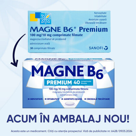 Magne B6 Premium, 100 mg/10 mg, 40 comprimate filmate, Sanofi 611527