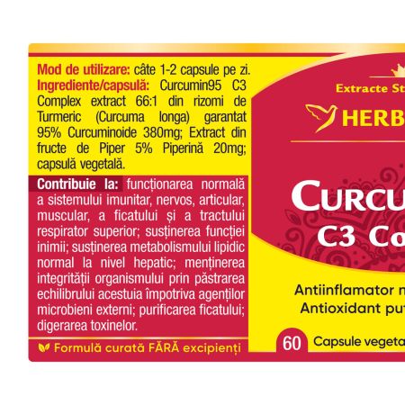 Curcumin 95 C3 Complex, 60 capsule, Herbagetica 688604