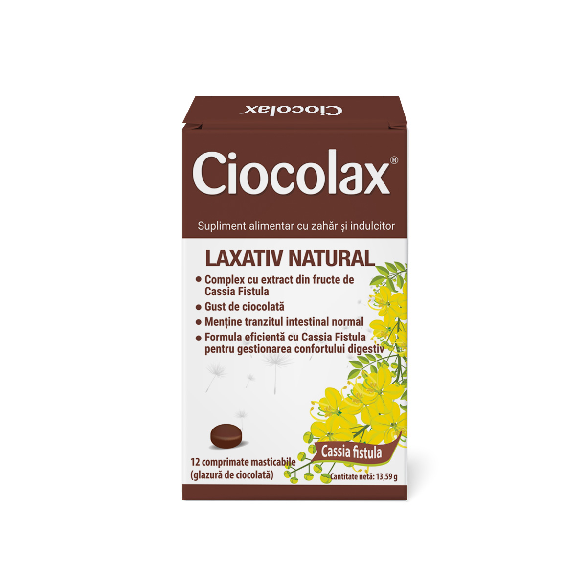 Laxativ natural cu glazura de ciocolata Ciocolax, 12 comprimate, Labormed