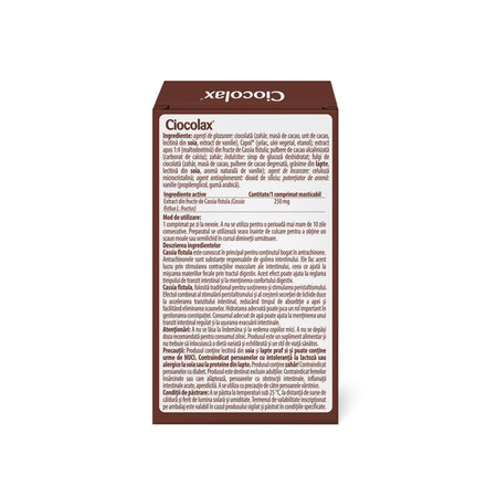 Laxativ natural cu glazura de ciocolata Ciocolax, 12 comprimate masticabile, Labormed 617237
