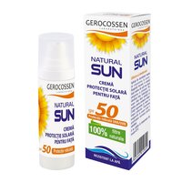 Crema pentru fata cu protectie solara SPF 50 Natural Sun, 30 ml, Gerocossen