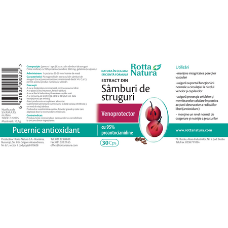 Extract din samburi de struguri, 30 capsule, Rotta Natura 597957