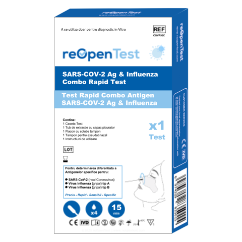 Test Rapid Combo Gripa si Antigen SARS-COV-2 Ag, 1 bucata, Montana Med