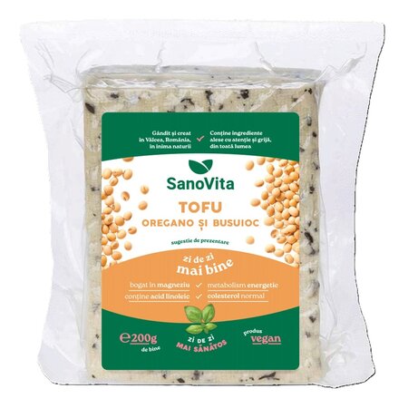 Tofu Plus cu busuioc si oregano, 200g, Sanovita