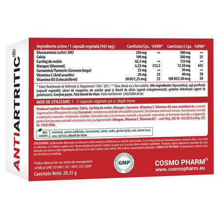 Antiartritic, 30 capsule vegetale, Cosmopharm 748166