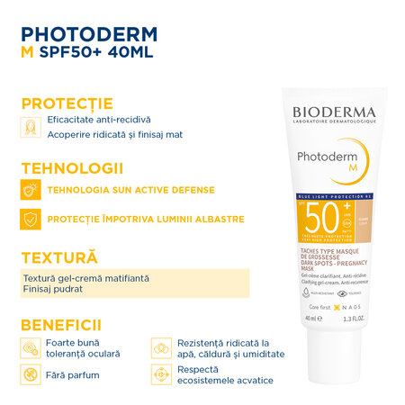 Gel-crema corectoare cu SPF 50+ deschis Photoderm M, 40 ml, Bioderma 736601