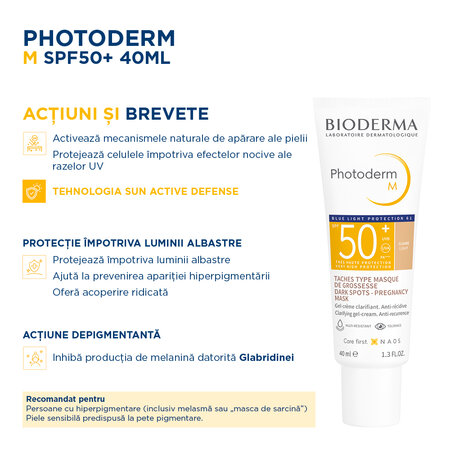 Gel-crema corectoare cu SPF 50+ deschis Photoderm M, 40 ml, Bioderma 736604