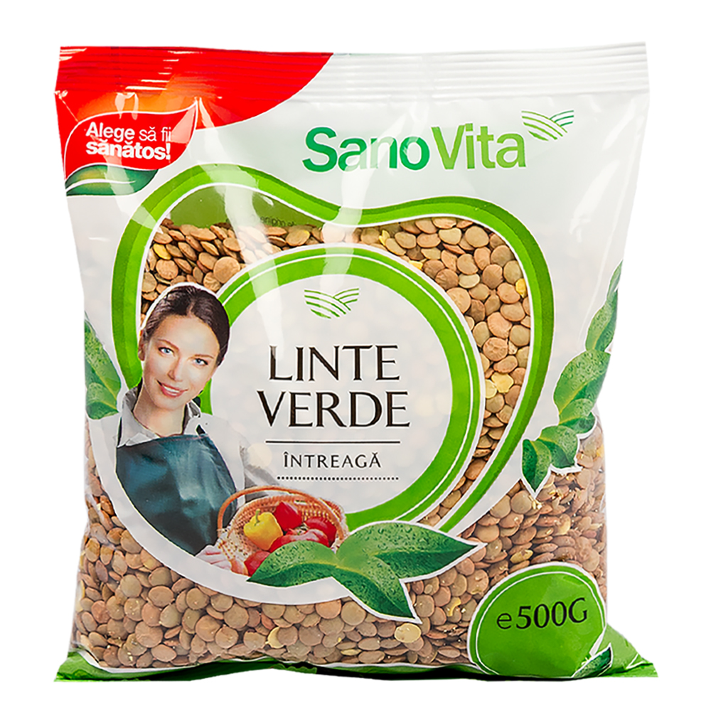 Linte verde intreaga, 500 g, Sanovita