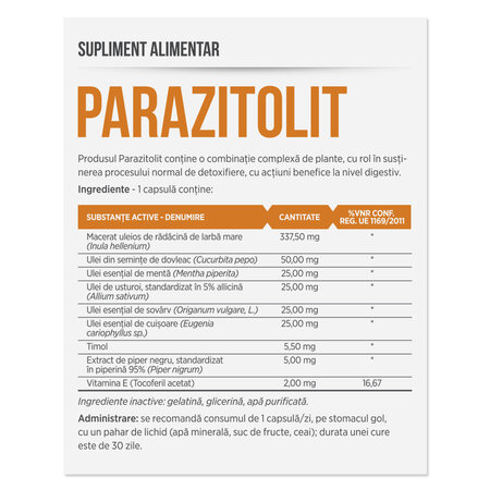 Parazitolit, 30 capsule, Parapharm 690556