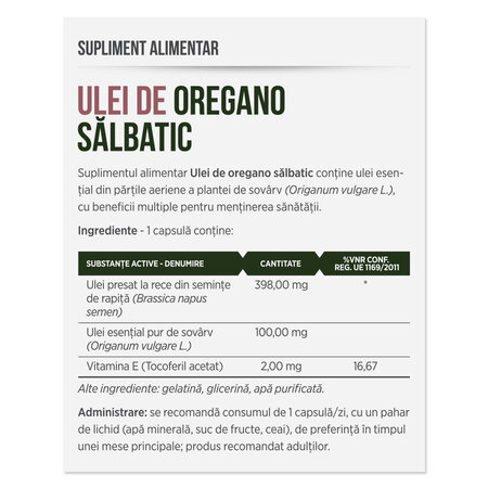 Ulei de oregano salbatic, 30 capsule, Parapharm 690300