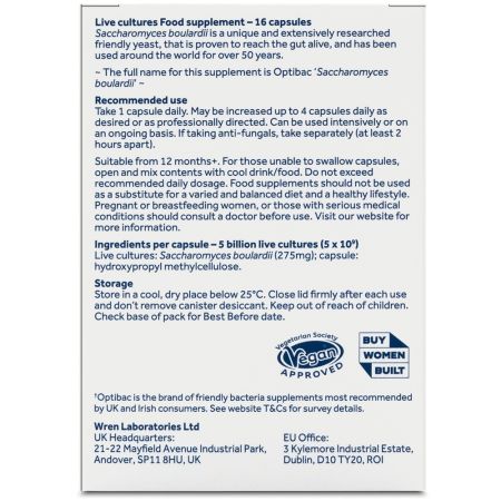 Probiotic Saccharomyces Boulardii, 16 capsule, OptiBac 665859