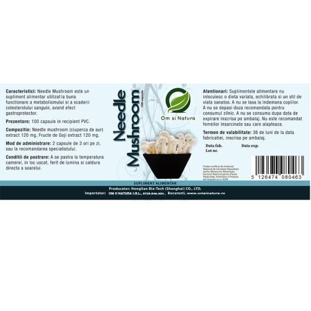 Needle Mushroom, 100 capsule, Om si Natura 715150