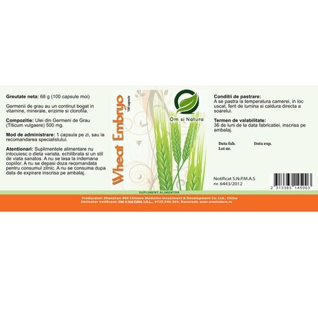 Wheat Embryo, 100 capsule, Om si Natura 715141
