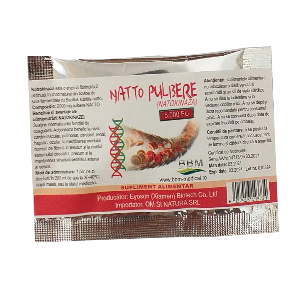 Pulbere cu enzima fibrionolitica Natokinaza Natto, 5g, BBM Medical