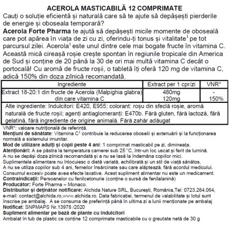 Acerola Vitamina C, 12 comprimate, Forte Pharma 705345
