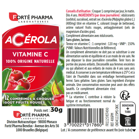 Acerola Vitamina C, 12 comprimate, Forte Pharma 705344