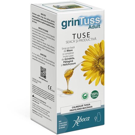 Sirop din plante si miere GrinTuss, 180 ml, Aboca