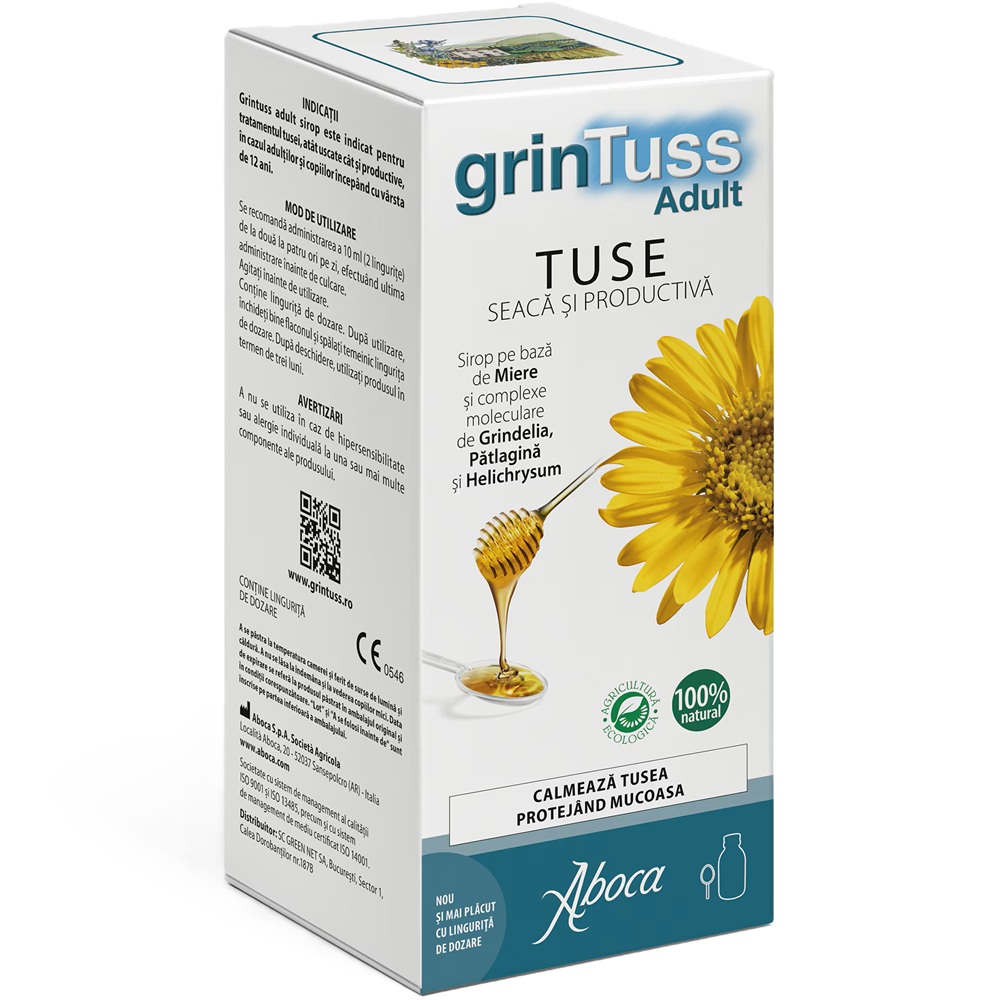 Sirop de tuse din plante pentru adulti GrinTuss, 180 ml, Aboca