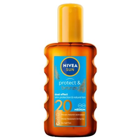 Ulei spray pentru corp cu protectie solara SPF 20 Protect & Bronze, 200 ml, Nivea Sun