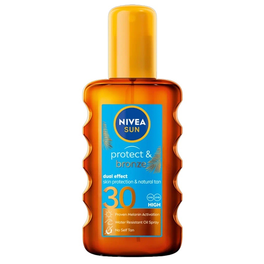 Ulei spray pentru corp cu protectie solara SPF 30 Protect & Bronze, 200 ml, Nivea Sun