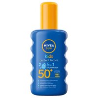 Spray colorat cu protectie solara SPF 50+ pentru copii Protect & Care, 200 ml, Nivea Sun