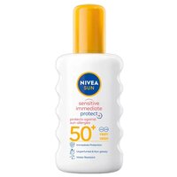 Spray pentru protectie solara cu SPF 50+ Sensitive Immediate Protection Sun Allergy, 200 ml, Nivea Sun