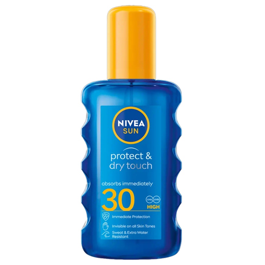 Spray pentru corp cu protectie solara SPF 30 Protect & Dry Touch, 200 ml, Nivea Sun