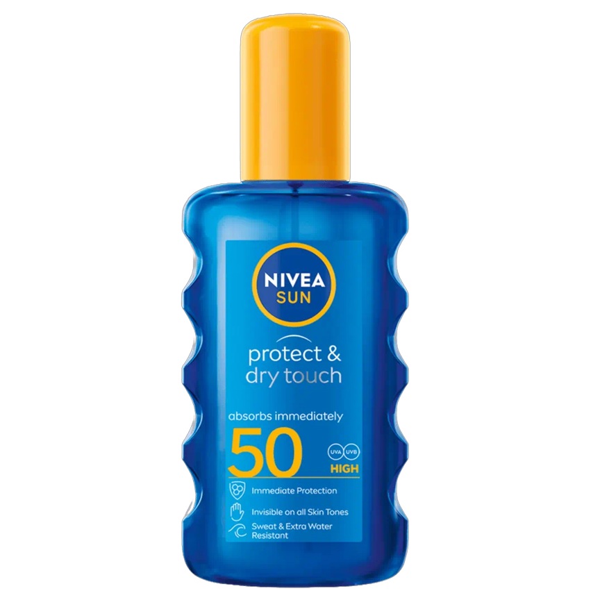 Spray pentru corp cu protectie solara SPF 50 Protect & Dry Touch, 200 ml, Nivea Sun