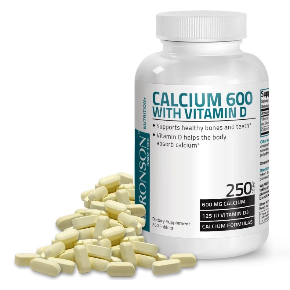 Calciu 600 mg +  Vitamina D3 3125 mcg, 250 tablete, Bronson Laboratories