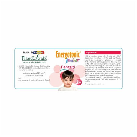 Sirop Energotonic Junior Paraziti, 125 ml, Plant 732799