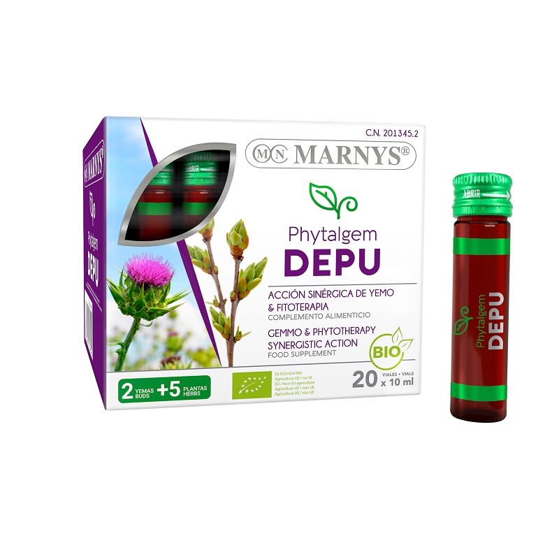 Complex Bio cu 7 plante pentru eliminarea toxinelor din organism Phytalgem DEPU, 20 fiole, Marnys